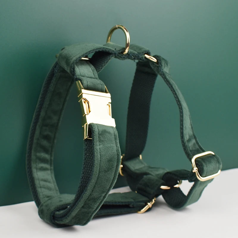Luxury Velvet Dog Harness Set