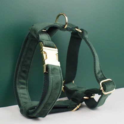 Luxury Velvet Dog Harness Set