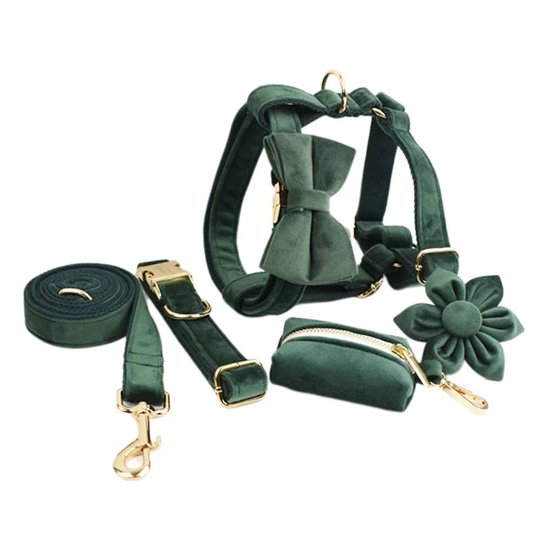 Luxury Velvet Dog Harness Set