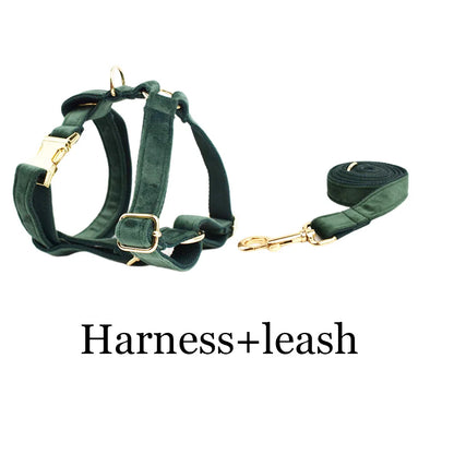 Luxury Velvet Dog Harness Set