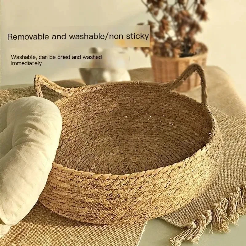 Handwoven Rattan Cat Bed