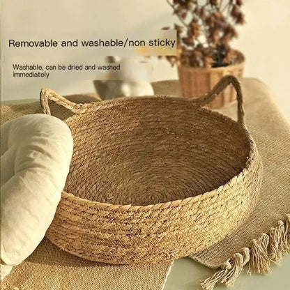 Handwoven Rattan Cat Bed