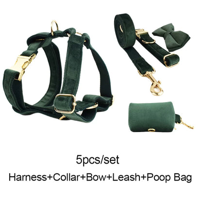 Luxury Velvet Dog Harness Set